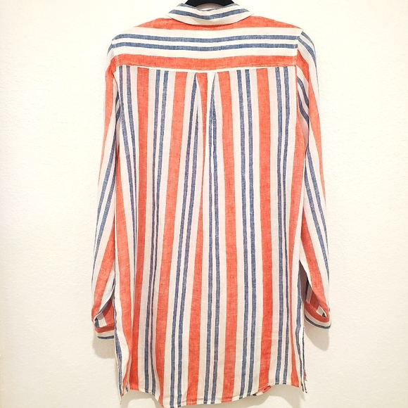 ARTISAN NY | 100% Linen Long Sleeve Striped Button Down Shirt Size M - Picture 4 of 12